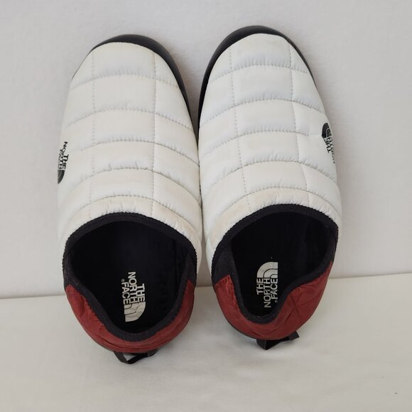 North face White Black Red Quilted Slip-On Mules